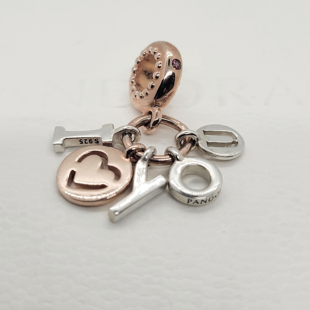 ❤️Authentic Pandora TWO TONE LOVE DANGLE CHARM